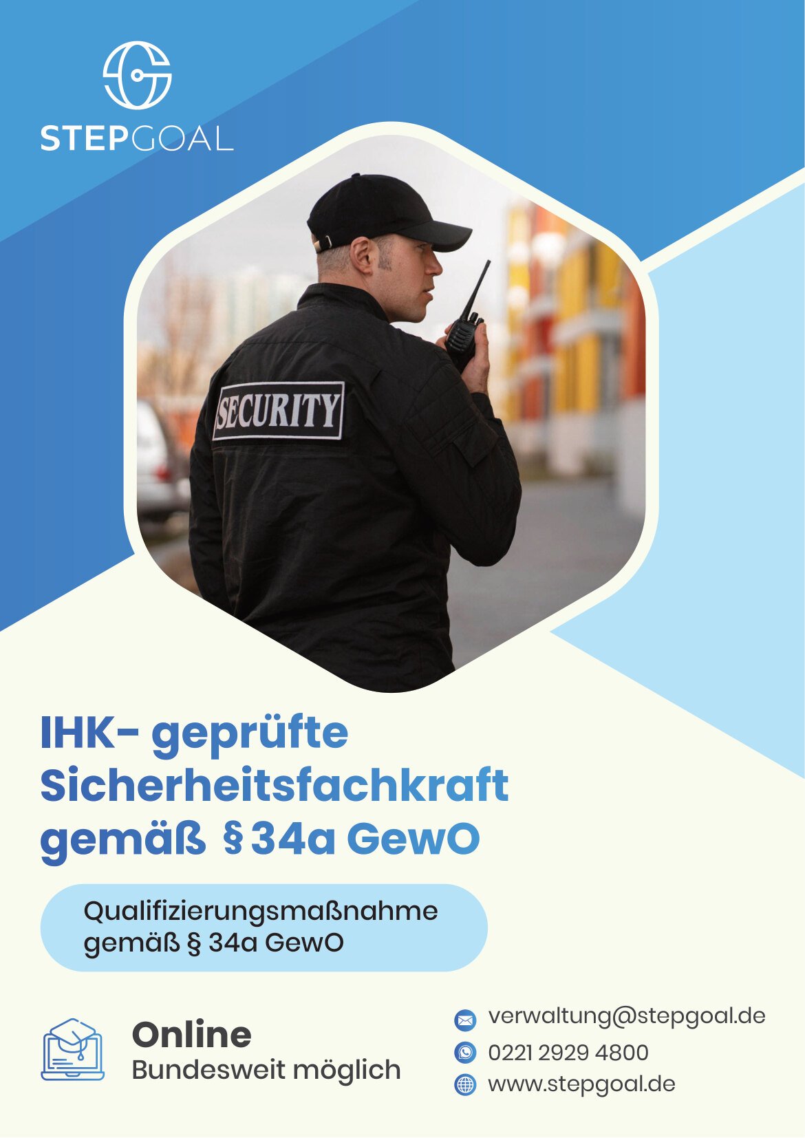 Titelseite des Flyers zur Weiterbildung Sicherheitsfachkraft
